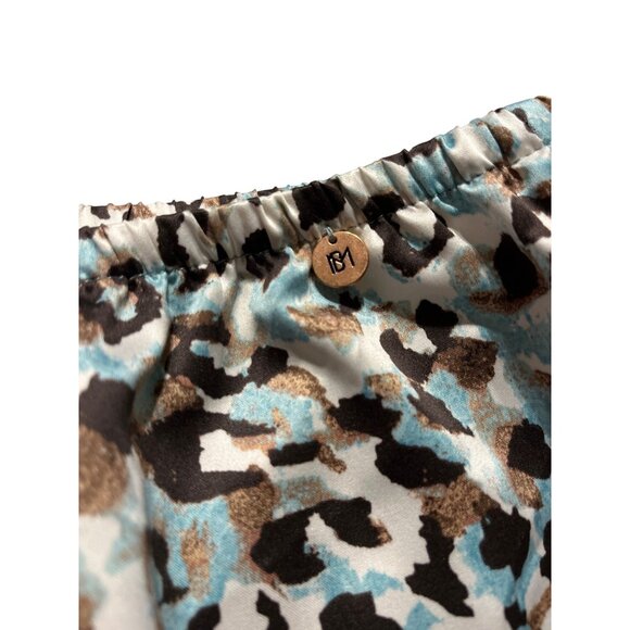 Midnight Bakery Teal Brown & Black Leopard Print Silky Sleep Shorts W/ Lace Trim - Picture 4 of 5